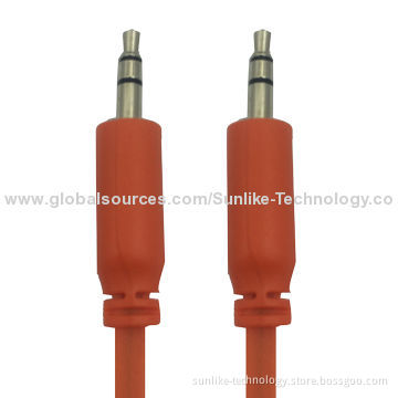 Audio Cable, Molding, Nickel-plated, Half-shiny, Half Matte, Flat line, 3.5SP Male-Male